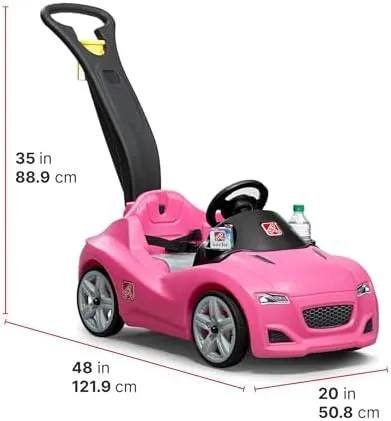 Step2 Whisper Ride Cruiser Kids Push Car, Ride On Toy, Stroller Substitute, Includes Seat Belt & Horn, Made of Durable Plastic, Max Weight 50 lbs., For Toddlers 1.5-4 Years Old, Pink