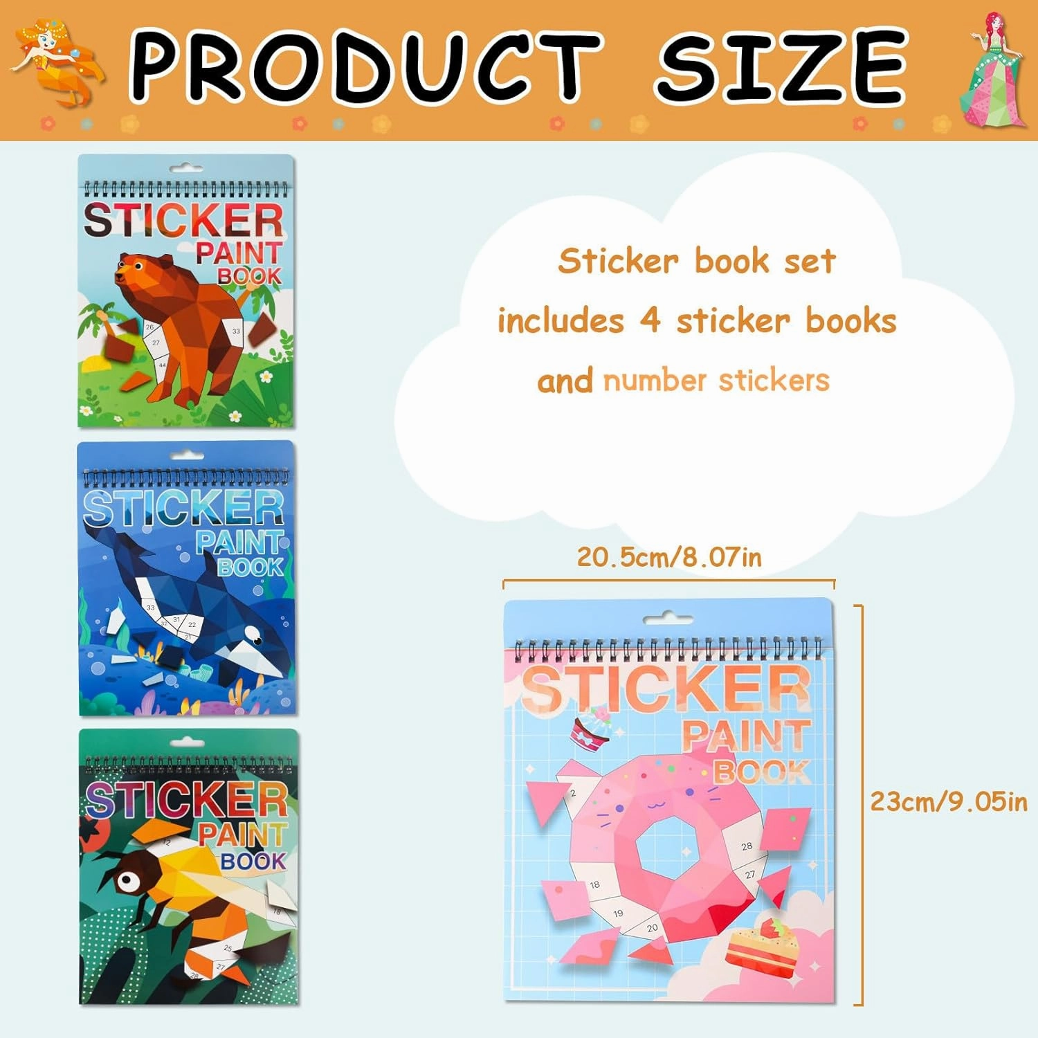 Sticker by Number Book for Kids Ages 4-8, 8-12 and Adults Animals, Ocean, Desserts, Insects Sticker Paint Puzzle Activity Books for Kids Girls Boys Birthday Party Favors Travel Toys