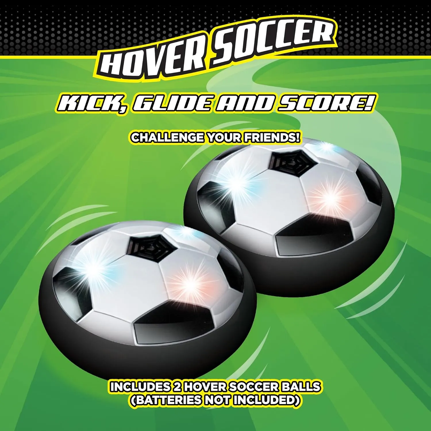 Stomp Rocket Dueling Hover Soccer Ball for Kids - Glides on Smooth Indoor & Outdoor Surfaces with Flashing LED Lights - Soft Foam Bumpers - Sports Toys & Gifts for Boys & Girls - 3  Year Olds