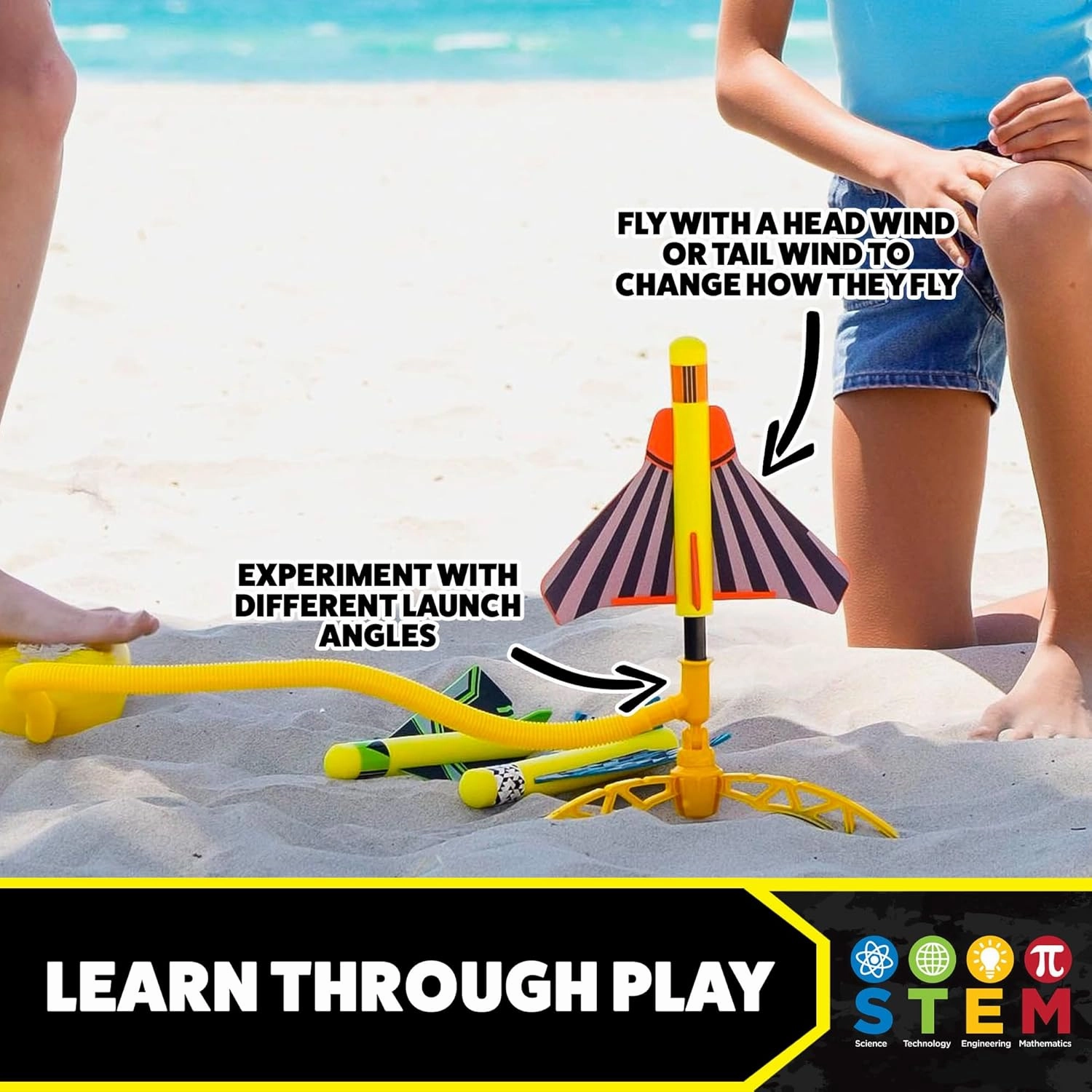 Stomp Rocket Stunt Plane Launcher Toy for Kids - 3 Foam Airplane Toy Soars Over 100 Feet - Unique Tricks & Adjustable Plane Rocket Launcher Stand - Fun Outdoor Toys & Gift for Boys or Girls