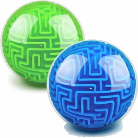 Sumind 2 Pieces Maze Ball 3D Maze Puzzle Brain Teasers Games Gravity 4 Inches Puzzle Toy Ball Sphere Educational Toys for Students Teens Adults(Blue, Green)