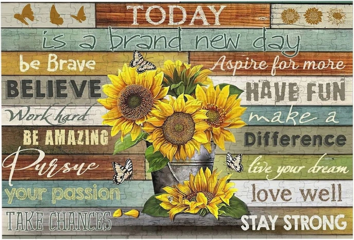 Sunflower Inspirational Jigsaw Puzzles Plants Flower Motivational Jigsaw Puzzles for Adults and Teenagers Fun Family Game Motivational Toy Educational Intellectual