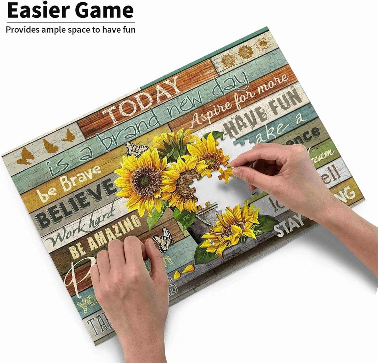 Sunflower Inspirational Jigsaw Puzzles Plants Flower Motivational Jigsaw Puzzles for Adults and Teenagers Fun Family Game Motivational Toy Educational Intellectual