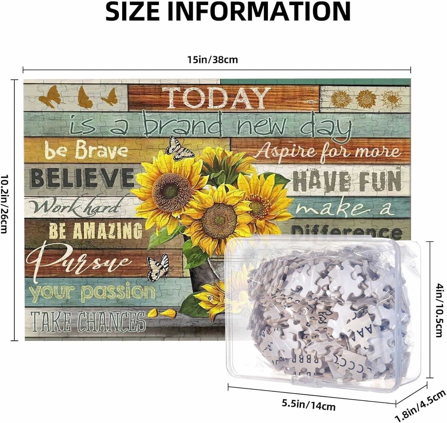 Sunflower Inspirational Jigsaw Puzzles Plants Flower Motivational Jigsaw Puzzles for Adults and Teenagers Fun Family Game Motivational Toy Educational Intellectual