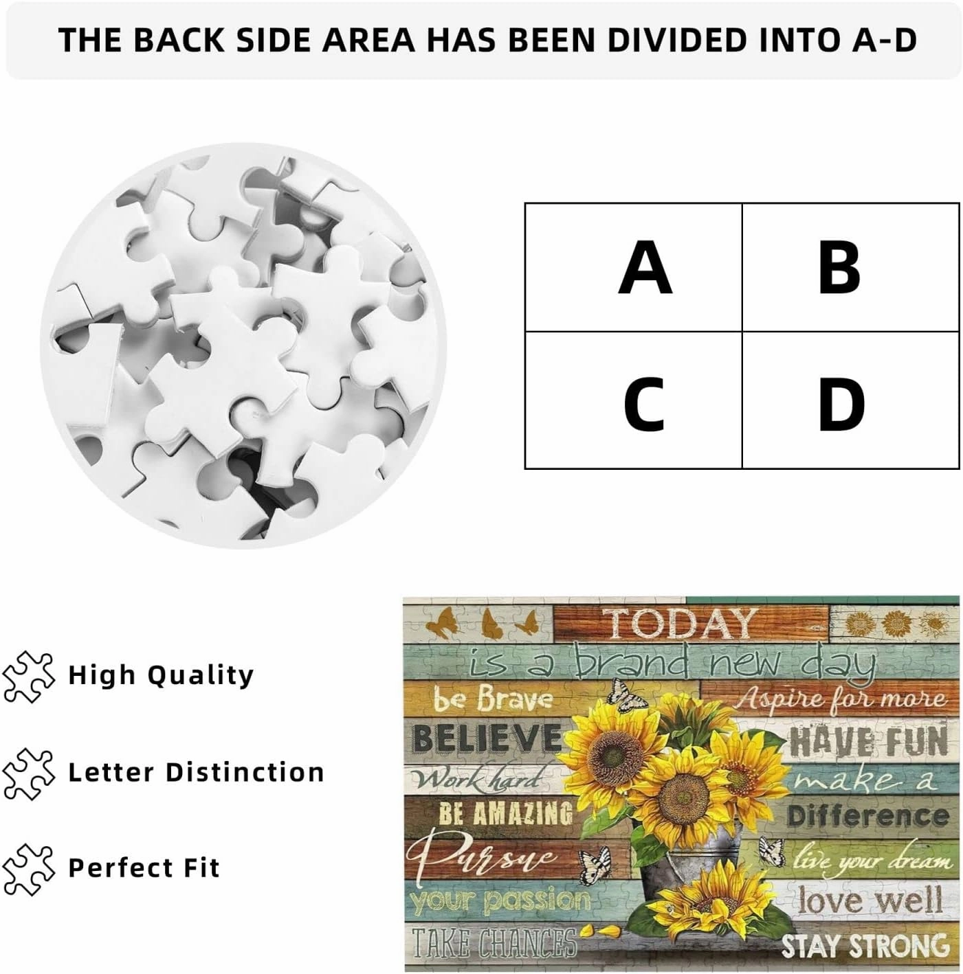 Sunflower Inspirational Jigsaw Puzzles Plants Flower Motivational Jigsaw Puzzles for Adults and Teenagers Fun Family Game Motivational Toy Educational Intellectual