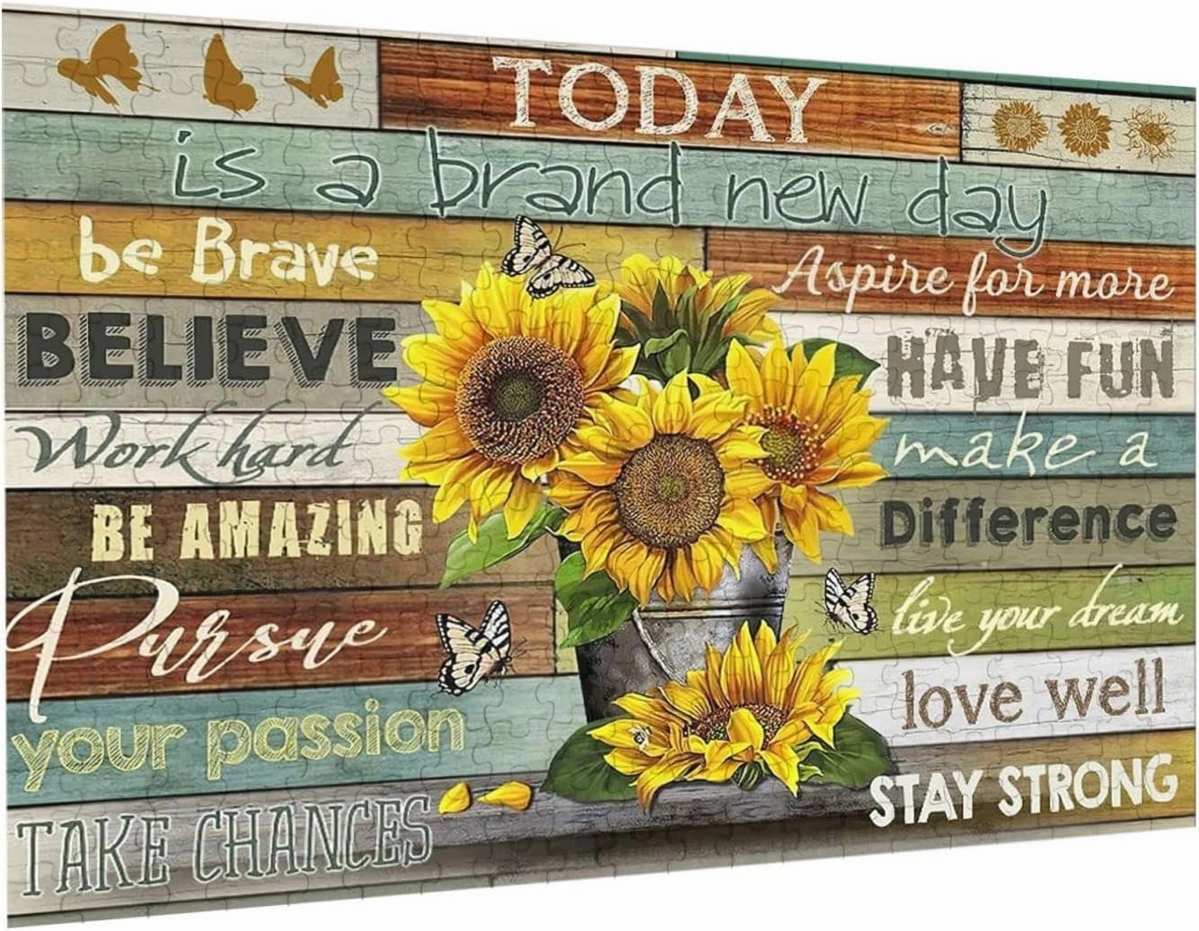 Sunflower Inspirational Jigsaw Puzzles Plants Flower Motivational Jigsaw Puzzles for Adults and Teenagers Fun Family Game Motivational Toy Educational Intellectual