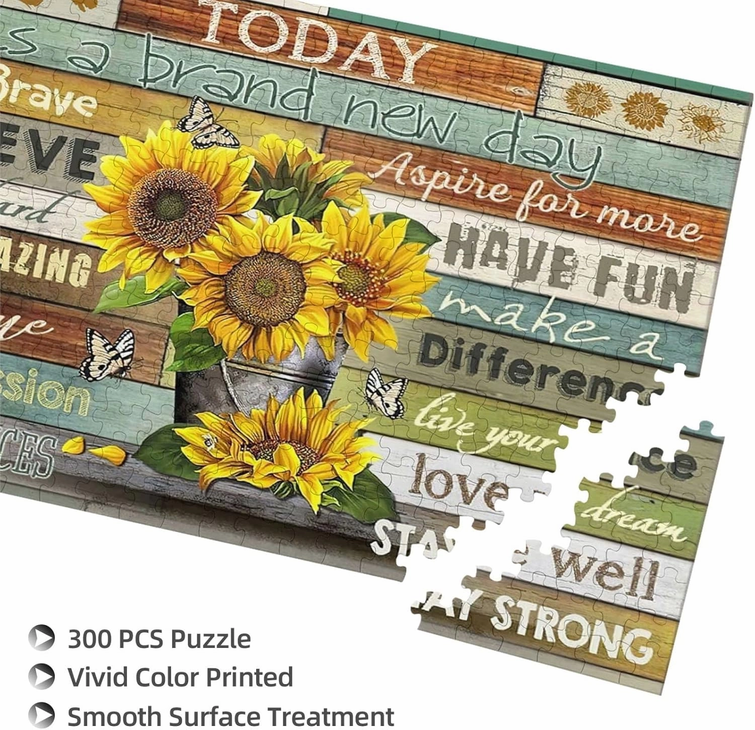 Sunflower Inspirational Jigsaw Puzzles Plants Flower Motivational Jigsaw Puzzles for Adults and Teenagers Fun Family Game Motivational Toy Educational Intellectual