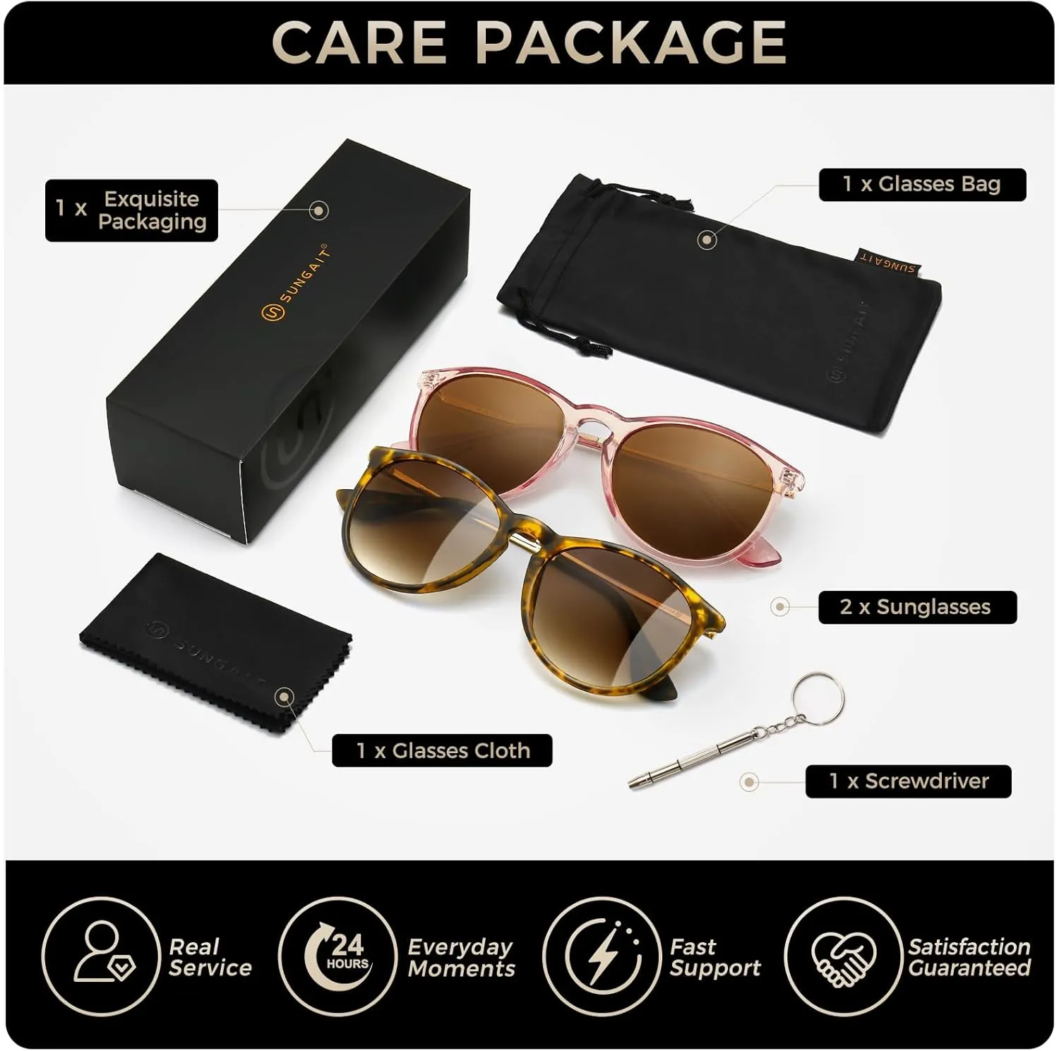 SUNGAIT Vintage Round Sunglasses for Women Men Classic Retro Designer Style
