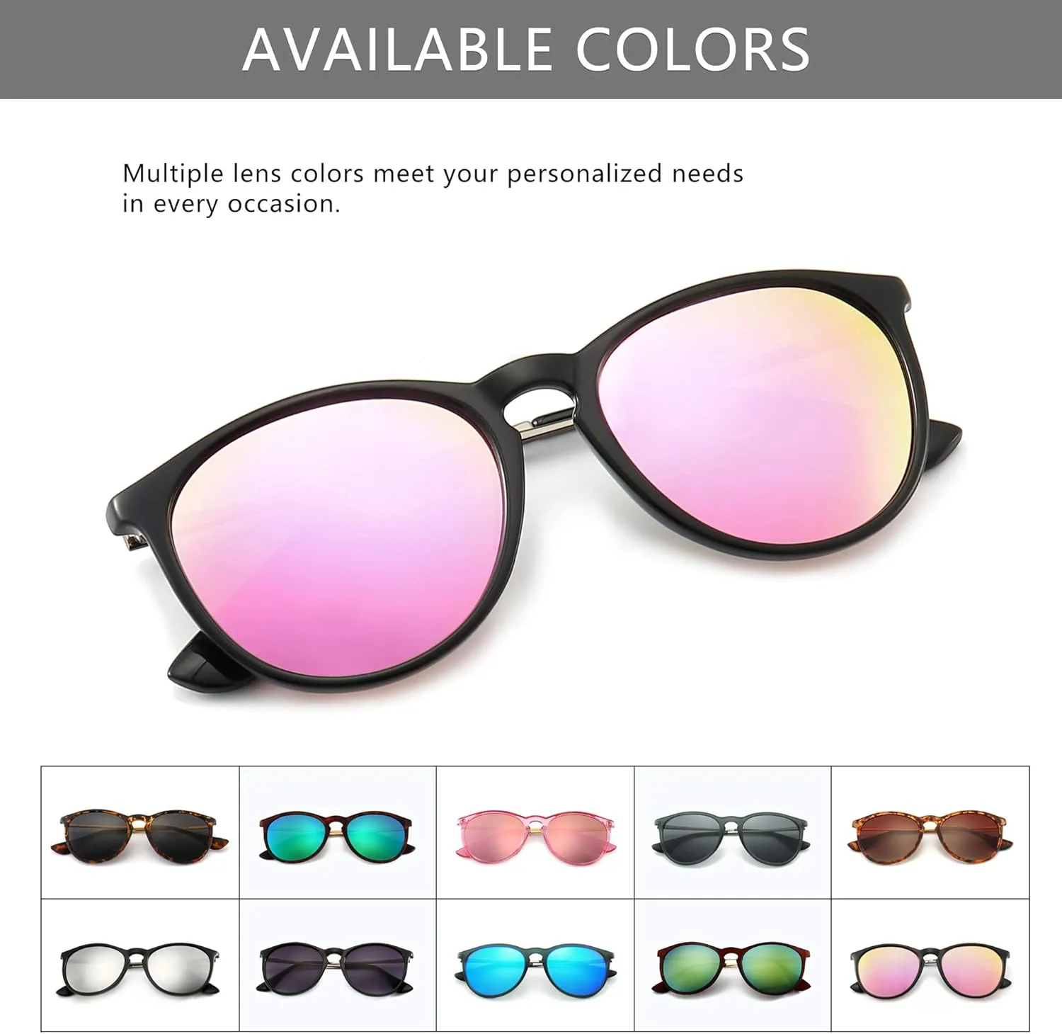 SUNGAIT Vintage Round Sunglasses for Women Men Classic Retro Designer Style