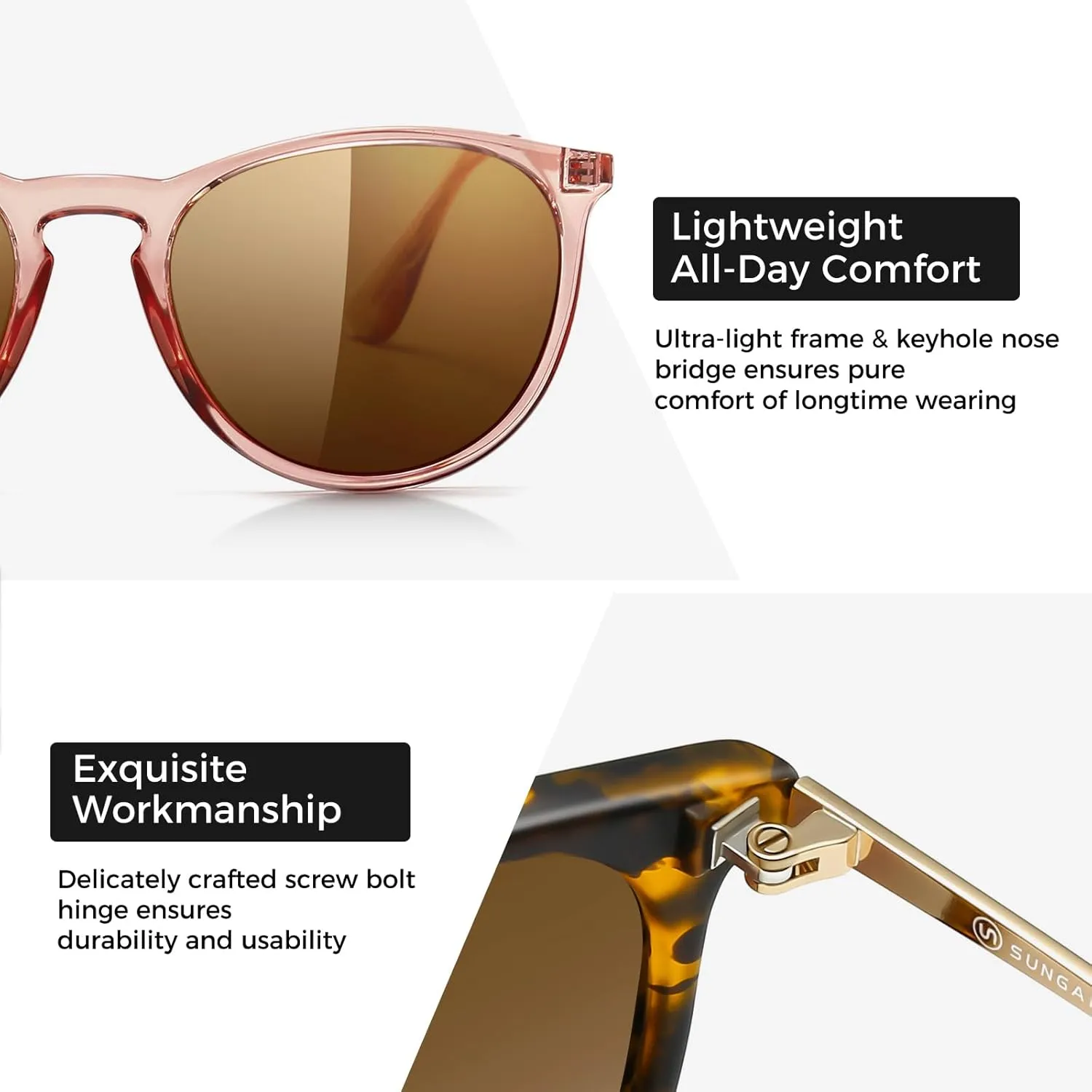 SUNGAIT Vintage Round Sunglasses for Women Men Classic Retro Designer Style