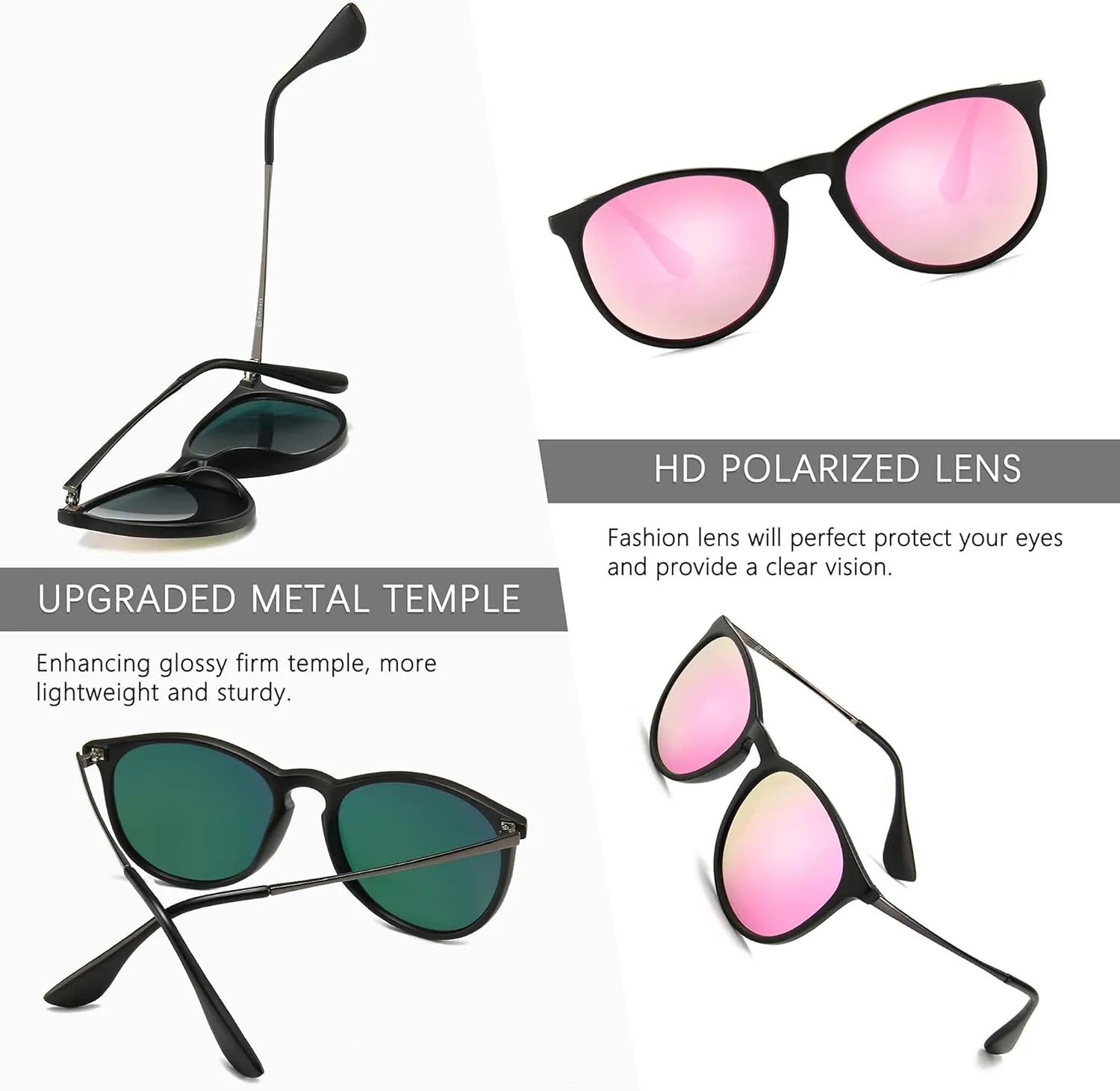 SUNGAIT Vintage Round Sunglasses for Women Men Classic Retro Designer Style