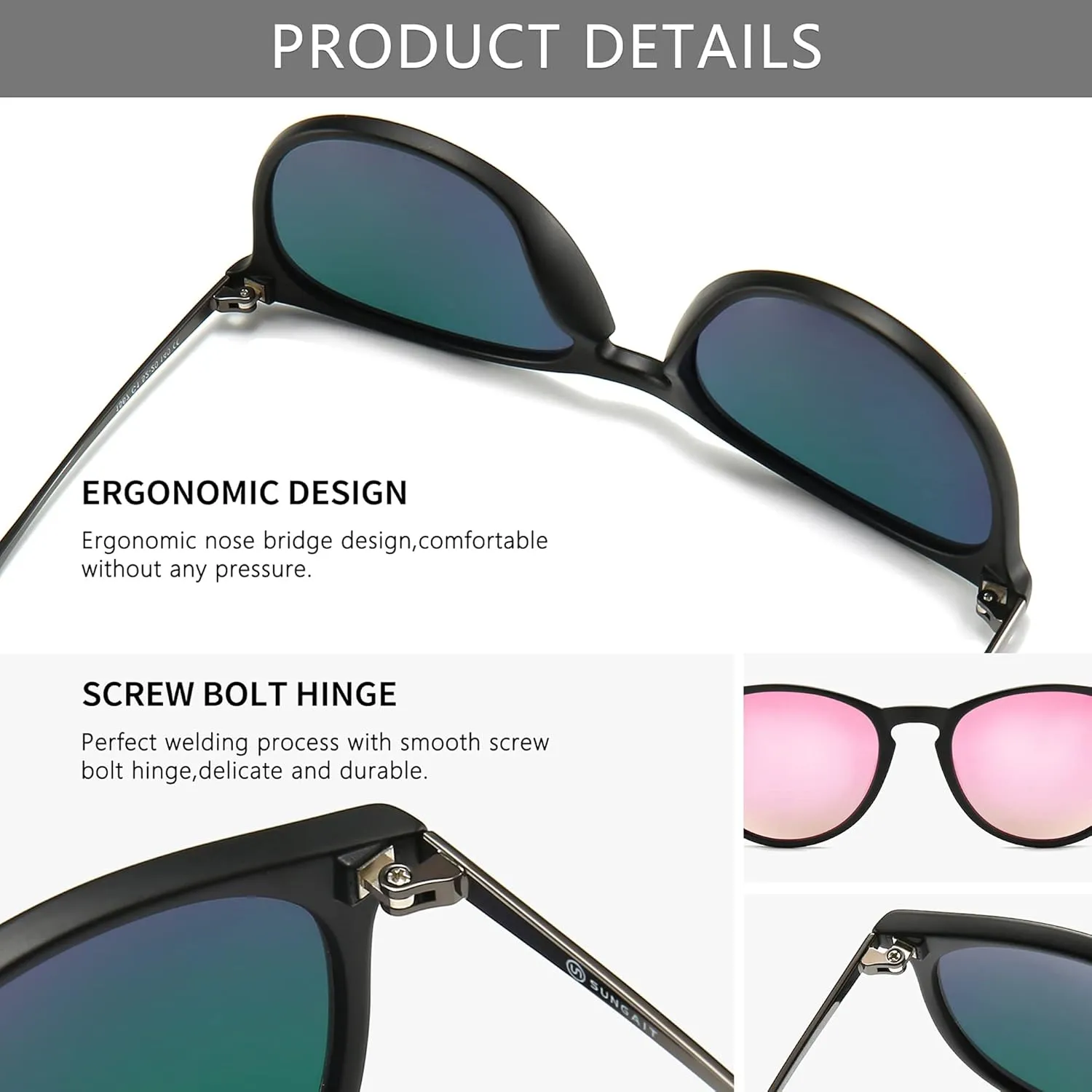 SUNGAIT Vintage Round Sunglasses for Women Men Classic Retro Designer Style
