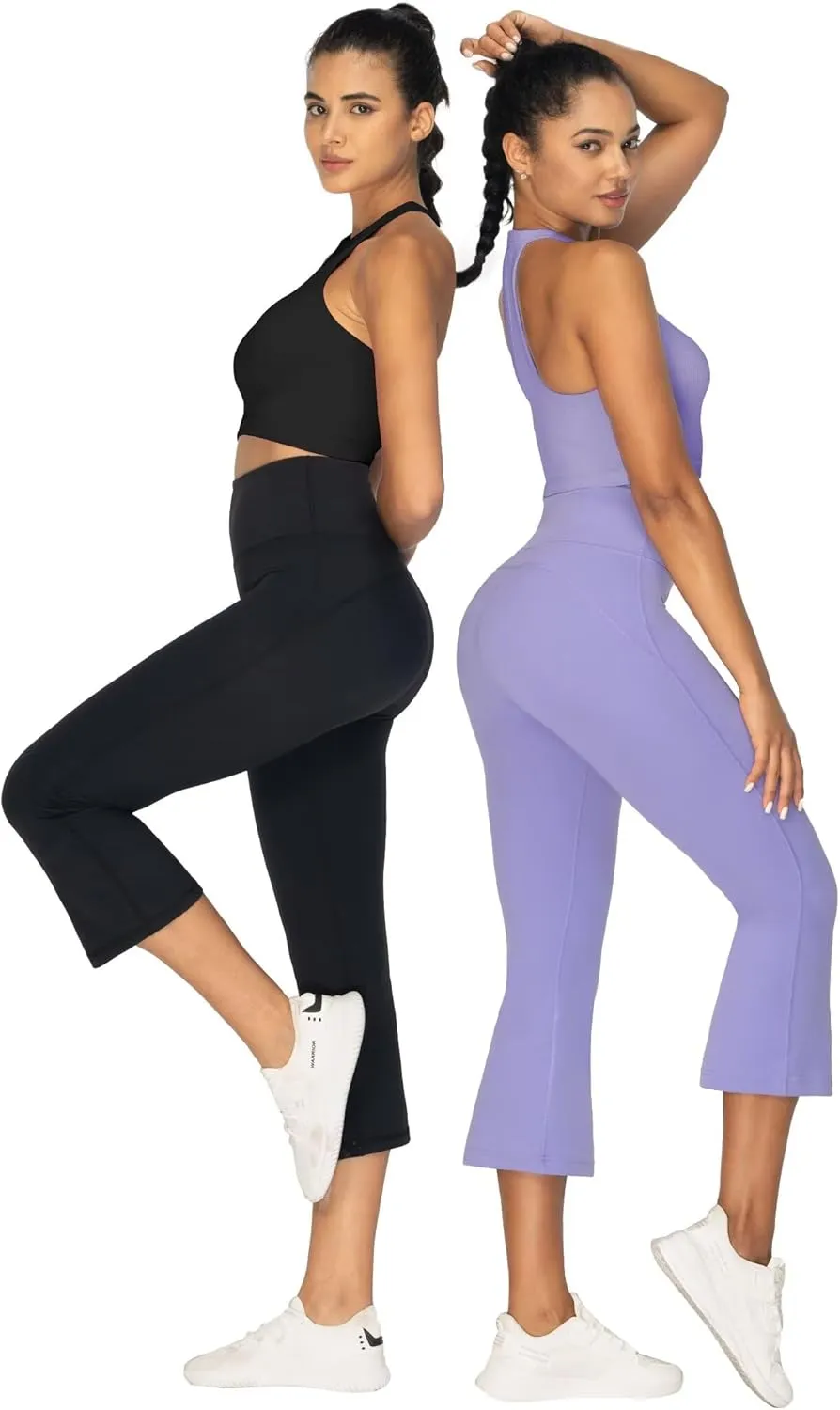 Sunzel High Waist Mini Flared Leggings for Women, Tummy Control Casual Flare Yoga Pants for Yoga Workout Gym