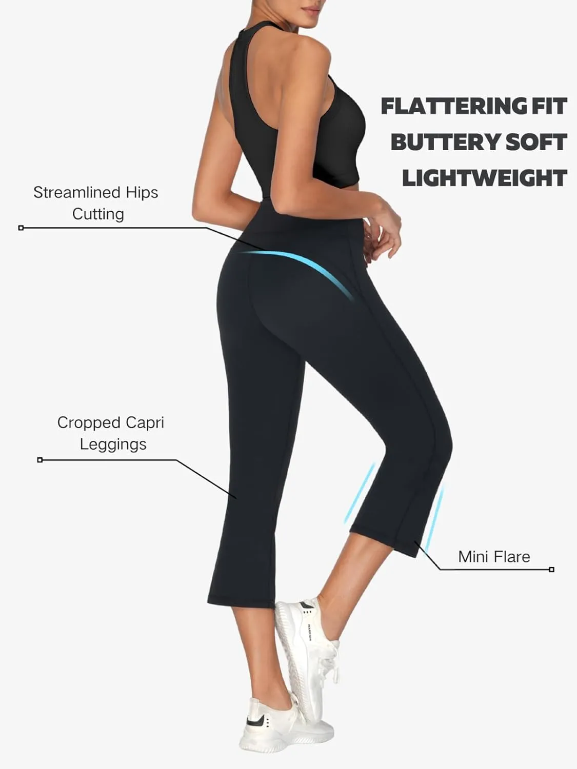 Sunzel High Waist Mini Flared Leggings for Women, Tummy Control Casual Flare Yoga Pants for Yoga Workout Gym