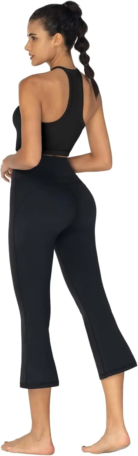 Sunzel High Waist Mini Flared Leggings for Women, Tummy Control Casual Flare Yoga Pants for Yoga Workout Gym