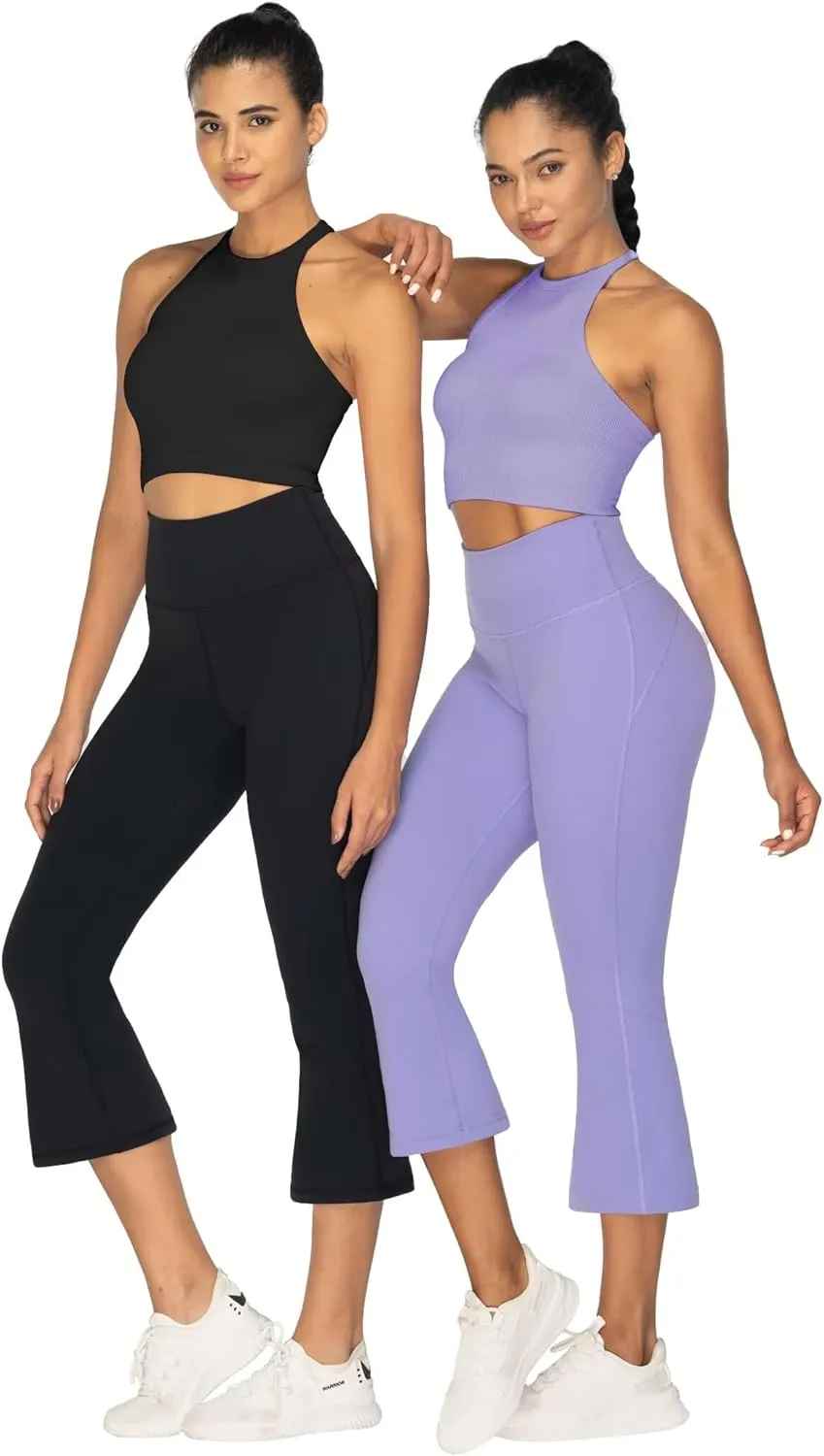 Sunzel High Waist Mini Flared Leggings for Women, Tummy Control Casual Flare Yoga Pants for Yoga Workout Gym