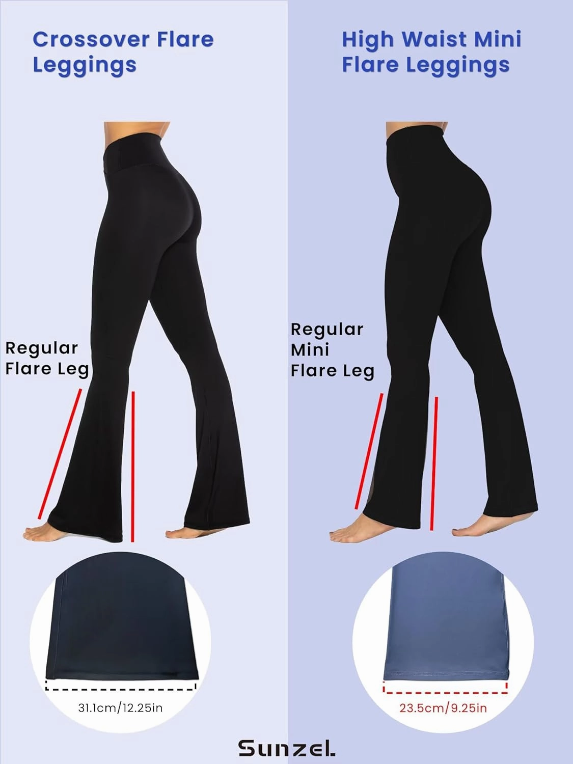 Sunzel High Waisted Mini Flare Leggings for Women, Workout Bootcut Flared Yoga Pants with Tummy Control for Casual Gym