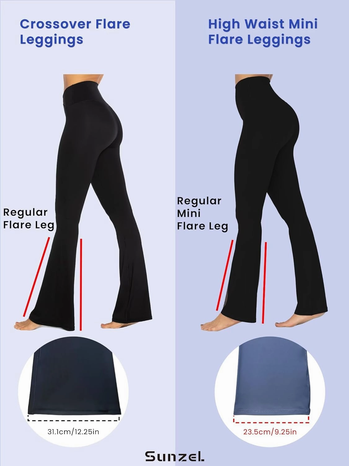 Sunzel High Waisted Mini Flare Leggings for Women, Workout Bootcut Flared Yoga Pants with Tummy Control for Casual Gym