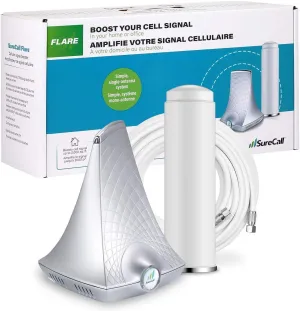SureCall Flare Cell Signal Booster for Working from Home up to 2500 sq ft, Boosts 5G/4G LTE, Omni Outdoor Antenna, Multi-User All Carrier, Verizon AT&T Sprint T-Mobile, FCC Approved, USA Company
