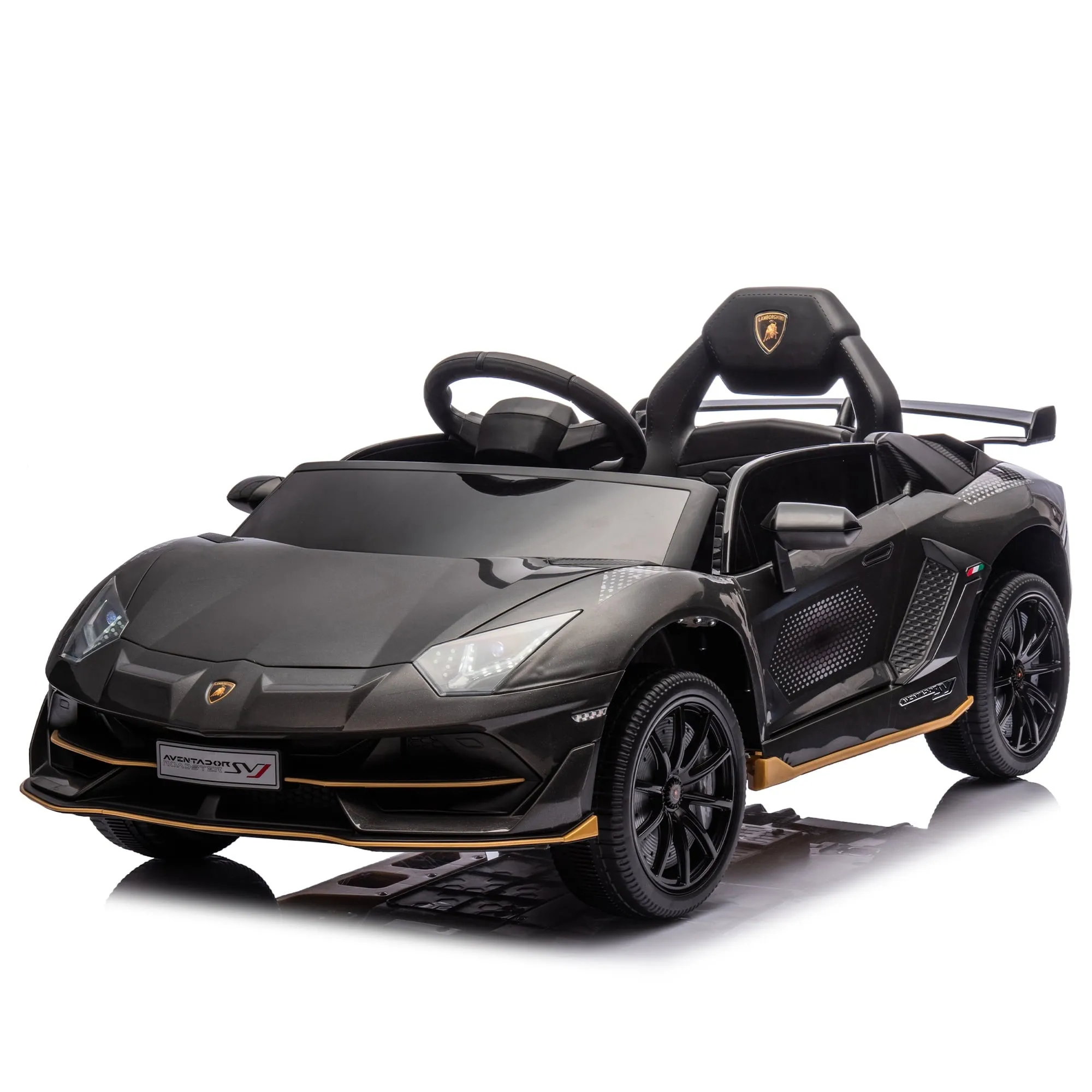 SUSIELADY 12V Kids Ride on Car, Licensed Lamborghini, with Remote Control, Hydraulic Pressure Door, Slow Start, Bluetooth, Music, for Kids Aged 3 