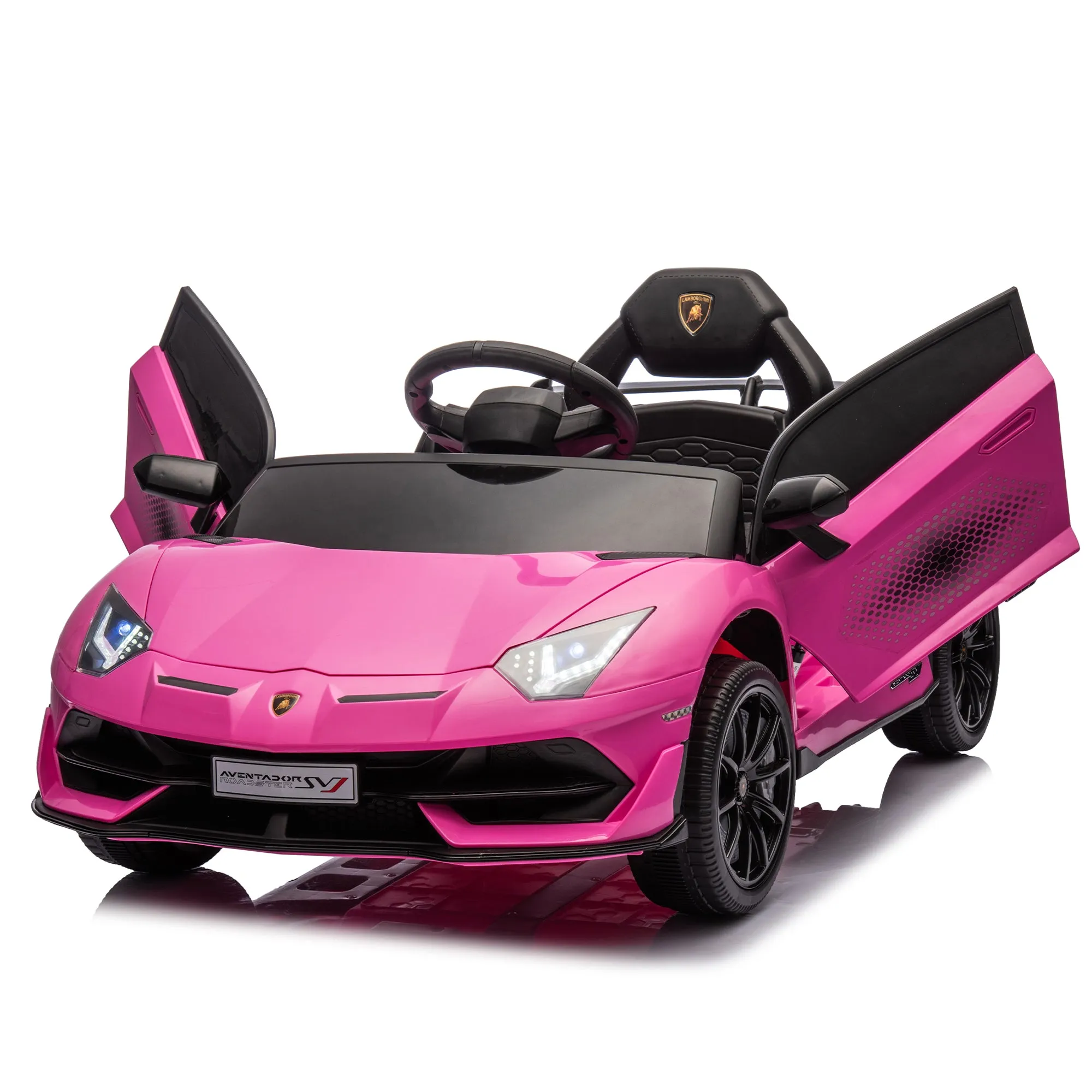 SUSIELADY 12V Kids Ride on Car, Licensed Lamborghini, with Remote Control, Hydraulic Pressure Door, Slow Start, Bluetooth, Music, for Kids Aged 3 