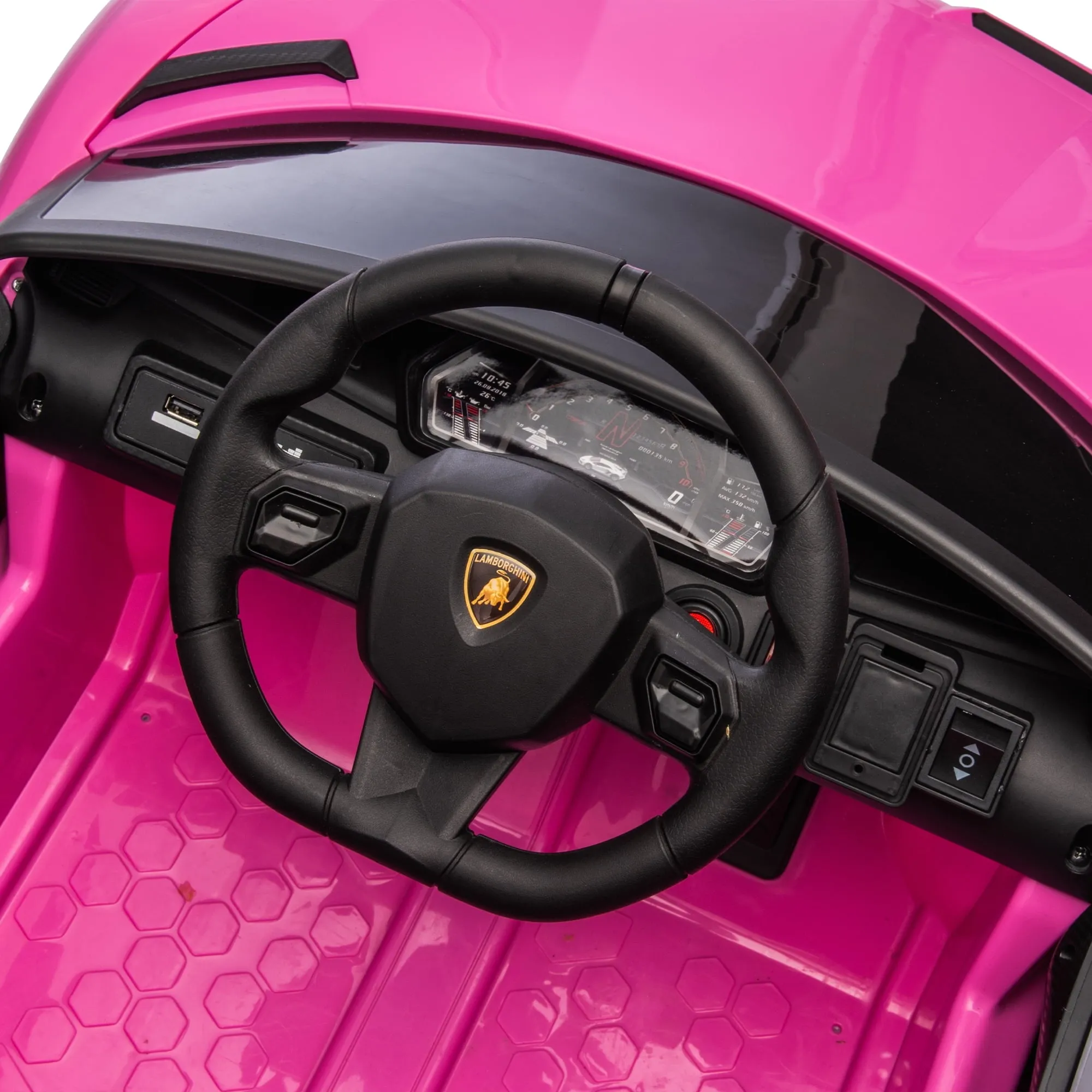 SUSIELADY 12V Kids Ride on Car, Licensed Lamborghini, with Remote Control, Hydraulic Pressure Door, Slow Start, Bluetooth, Music, for Kids Aged 3 