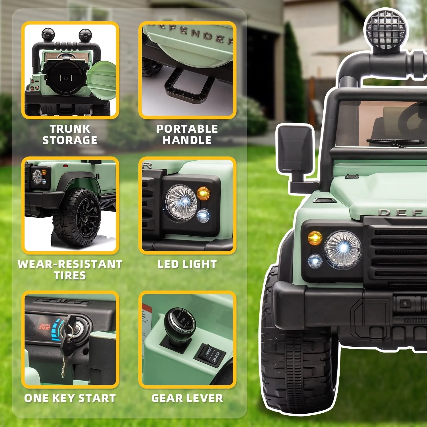 SUSIELADY 24V Kids Ride on Car, Licensed Land Rover Defender Volta 5008, with 17" Width Seat, Remote Control, Bluetooth, MP3, Music, for Kids Aged 3 