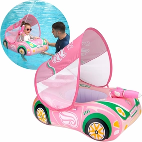 Swimbobo Toddler Pool Float Inflatable Car Baby Swim Float with Adjustable Sun Canopy and Safety Seat Pool Toys for Kids 3  Years Old