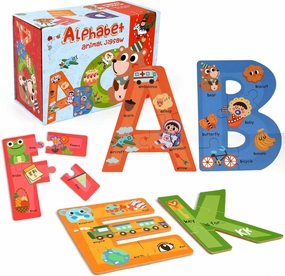 SYNARRY Wooden Alphabet Puzzles for Kids Ages 3-5, ABC Learning for Toddlers Ages 3 , Sight Words Letter Puzzles Montessori Toys Educational STEM for Preschool Boys Girls Kids Gifts