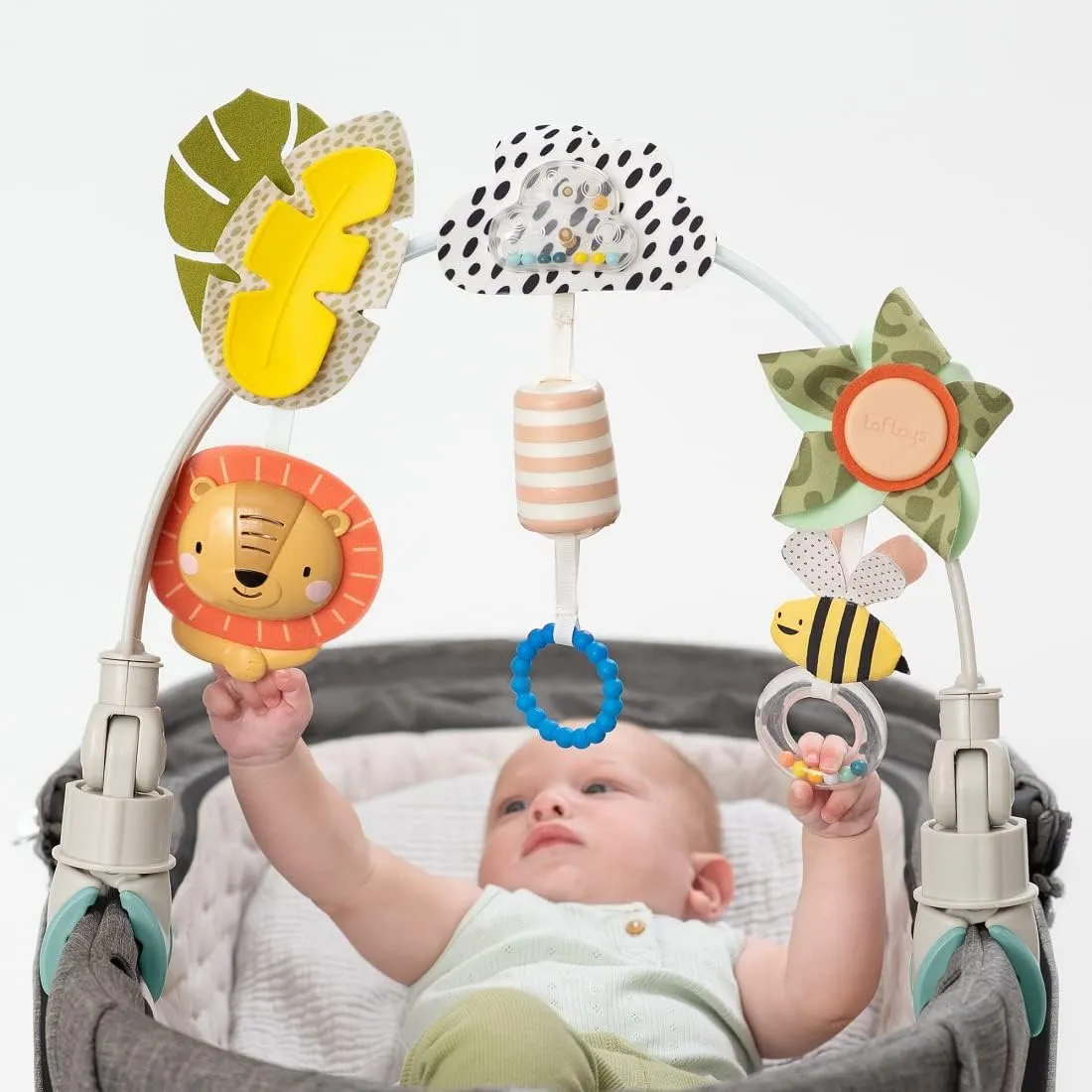 Taf Toys Savannah Adventures Arch | Activity Arch with Fascinating Toys, Stimulates Baby’s Senses & Motor Skills Development | Newborn & Baby Toys 3-6 Months | Use on Strollers, Bassinets, Crib