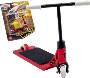TAILWHIP Finger Scooter Metal, Durable Mini Scooter for Incredible Tricks, Compatible with Tech Deck Fingerboards, Bikes & Skate Parks, Improve Hand Motor Skills, Perfect Toy for Kids & Adults, red