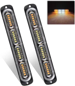 Teguangmei Emergency Warning Strobe Lights, Universal 2 Pack 24 LED 72W Flashing Surface Mount Amber/White/Amber Caution Construction Hazard Strobe Light Bar for Cars, ATVs, 12-24V