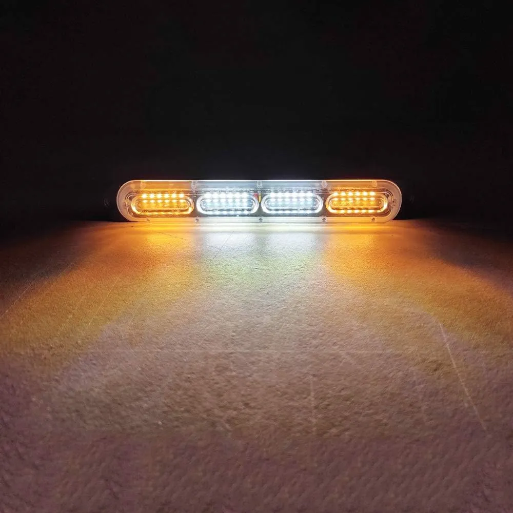 Teguangmei Emergency Warning Strobe Lights, Universal 2 Pack 24 LED 72W Flashing Surface Mount Amber/White/Amber Caution Construction Hazard Strobe Light Bar for Cars, ATVs, 12-24V
