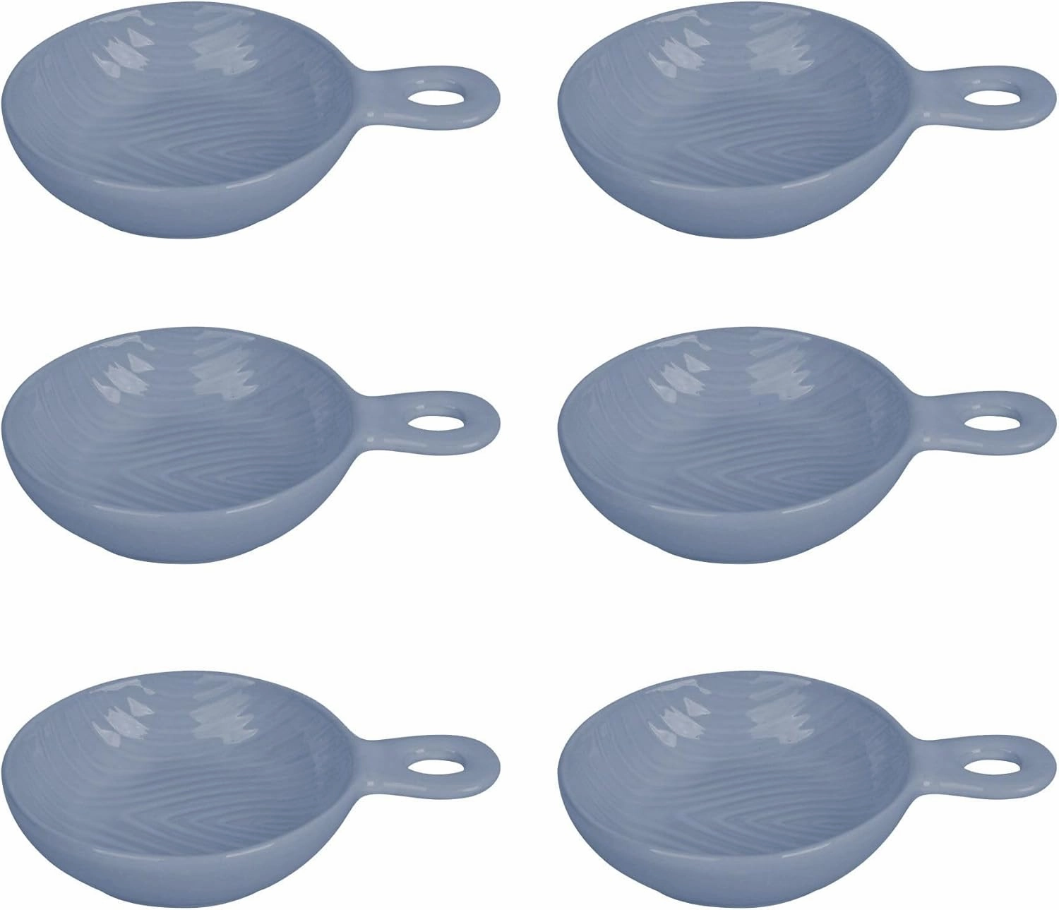 Temp-tations by Tara Temp-tations Set-of-6 Dipping Bowls, Skillet Shape, 4 oz, Shallow Mini Bakers Single Serving (Woodland Blue)