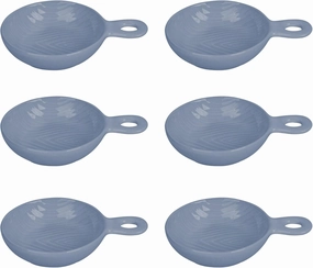 Temp-tations by Tara Temp-tations Set-of-6 Dipping Bowls, Skillet Shape, 4 oz, Shallow Mini Bakers Single Serving (Woodland Blue)