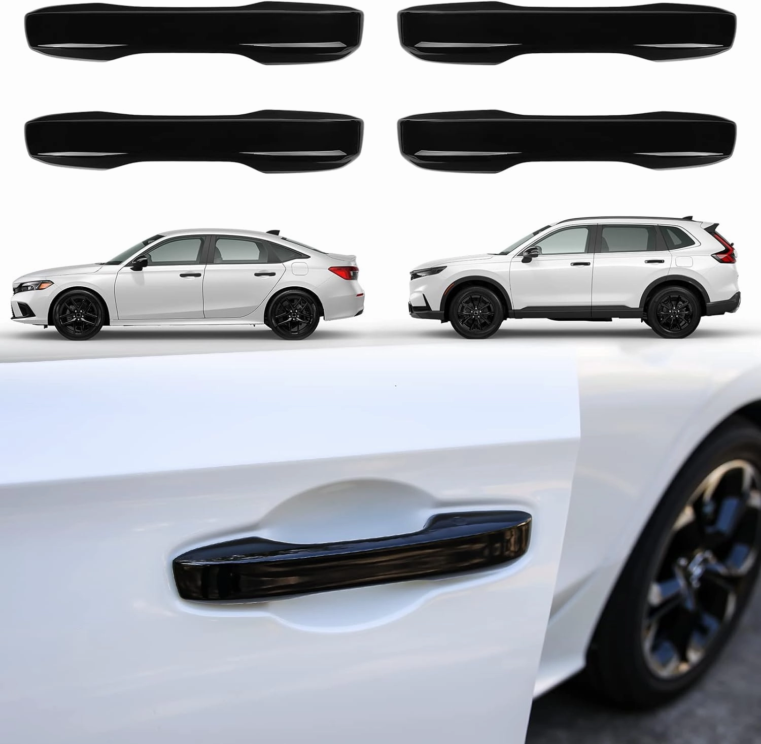 Thenice for 11th Gen Civic Accessories Door Handle Cover Exterior Handle Protection Compatible with Honda Civic 2022-2025, Accord/CR-V/HR-V -Piano Black