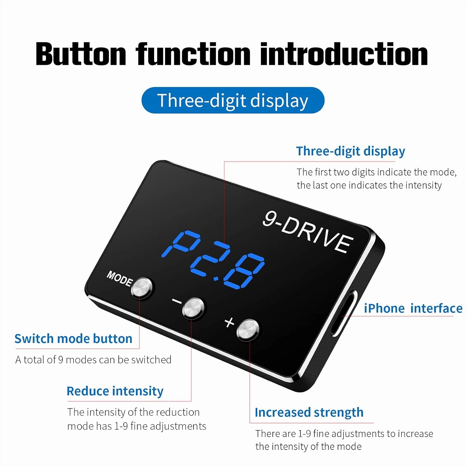 Throttle Response Controller 9 Drive Modes Smart Electronic Racing Accelerator Compatible with Ford F150 F250 Raptor Fusion Focus Grand Mondeo Ranger Transit Mazda 5 6 BT-50 CX-9