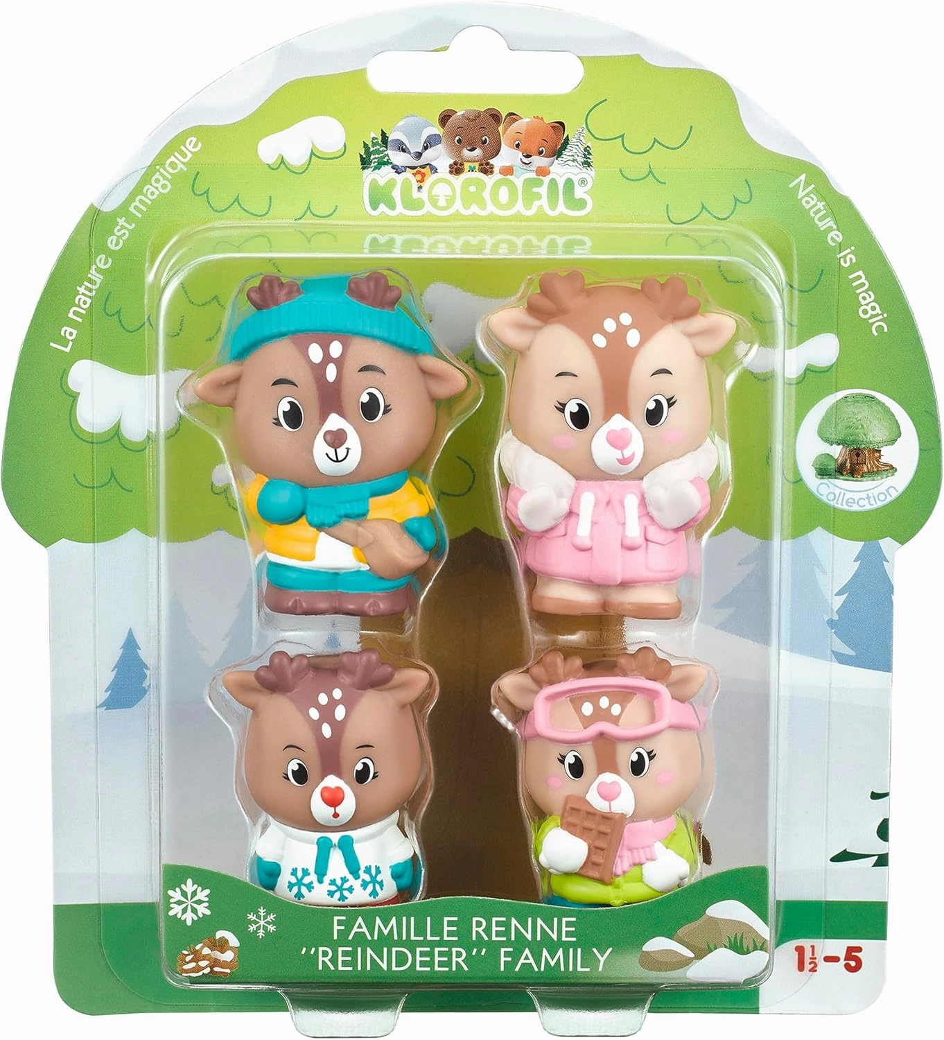 Timber Tots: Gla Gla Reindeer Family - 4 Character Set, Toy Figurines, 1.75-2" Animal Miniatures w/Unique Details, Nature Playset, Kids-Toddler 18Mo 