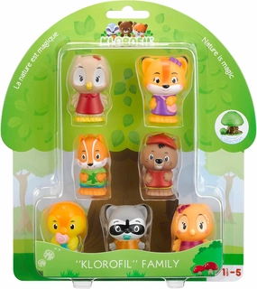 Timber Tots: Klorofil Family - 7 Character Set, Animal Forest Friends, 1.75-2" Toy Figurines, Miniatures w/Unique Details, Nature, Kids-Toddler 18Mo 