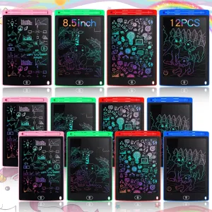 Tinlade 12 Pack LCD Writing Tablets 8.5 Inch Bulk Colorful Doodle Board Board Erasable Electronic Painting Drawing Pads Learning Toy Gifts for Boys Girls (Pink, Green, Red, Blue)