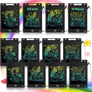 Tinlade 12 Pack LCD Writing Tablets 8.5 Inch Bulk Colorful Doodle Board Board Erasable Electronic Painting Drawing Pads Learning Toy Gifts for Kids Boys Girls(Black)