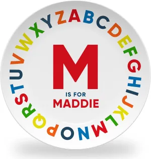 Tiny Expressions - Personalized Alphabet Plate with Customized Name and Colorful ABC Design | BPA Free | Dishwasher Safe