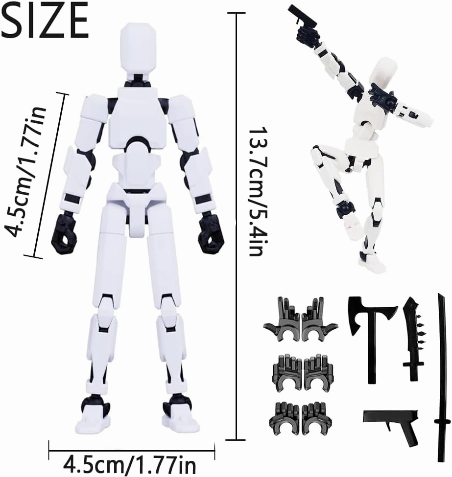 Titan13 Action Figure, Lucky Robot 13 Action Figures, 3D Printed Multi-Jointed Movable Action Figure, Dummy Robot 13 Action Figures for Desktop Decorations Game Gifts(9pcs)