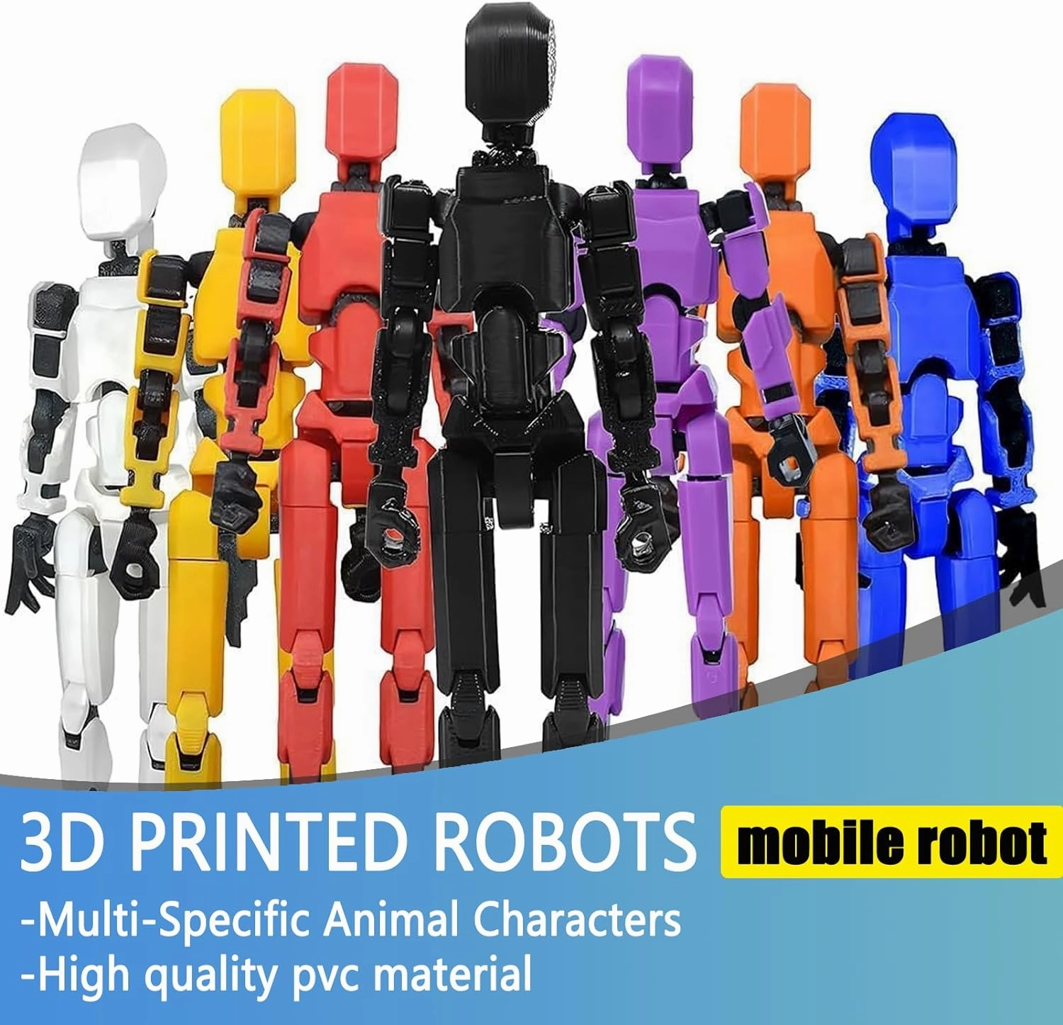 Titan13 Action Figure, Lucky Robot 13 Action Figures, 3D Printed Multi-Jointed Movable Action Figure, Dummy Robot 13 Action Figures for Desktop Decorations Game Gifts(9pcs)