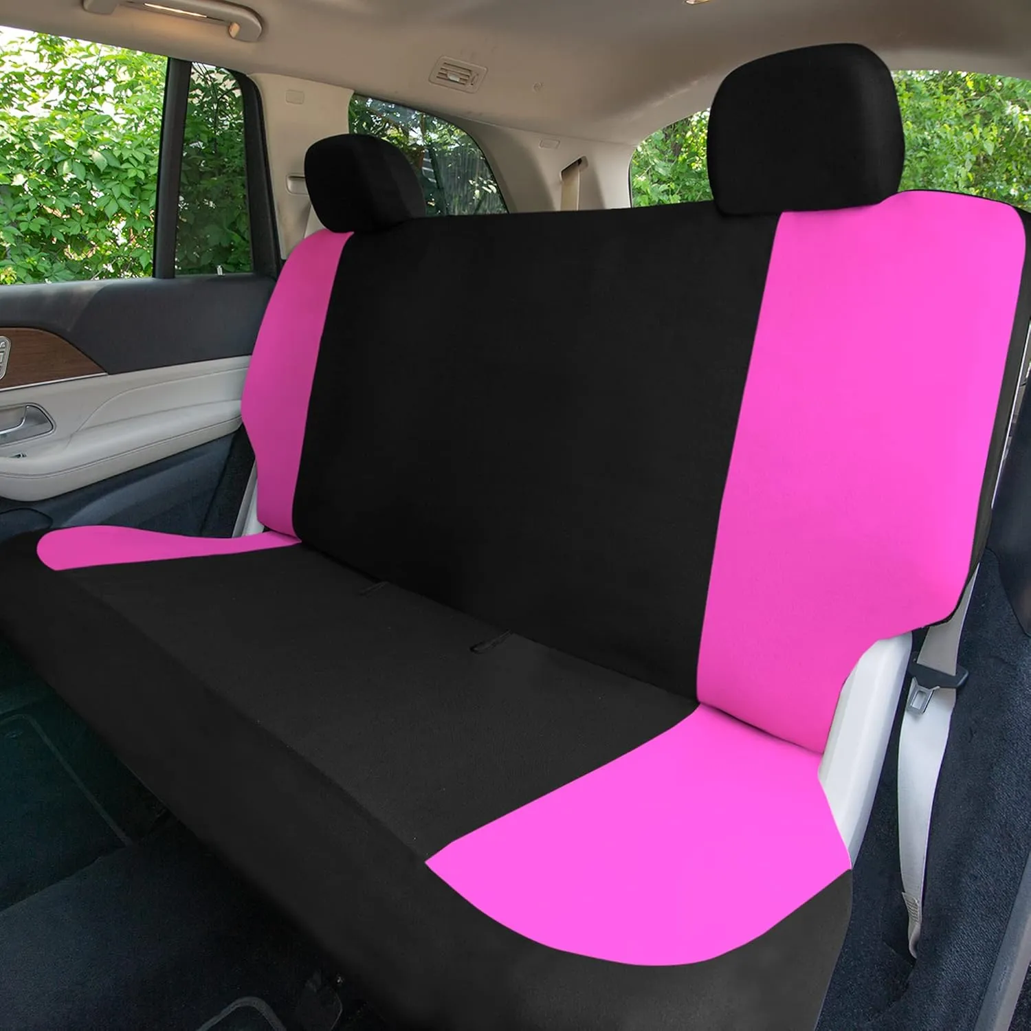 TLH Universal Fit Automotive Seat Covers Pink Cloth Car Seat Covers Full Set, Car Seat Protector Interior Accessories Classic Flat Cloth Car Seat Covers fit for Most Cars, Trucks, SUVs or Vans