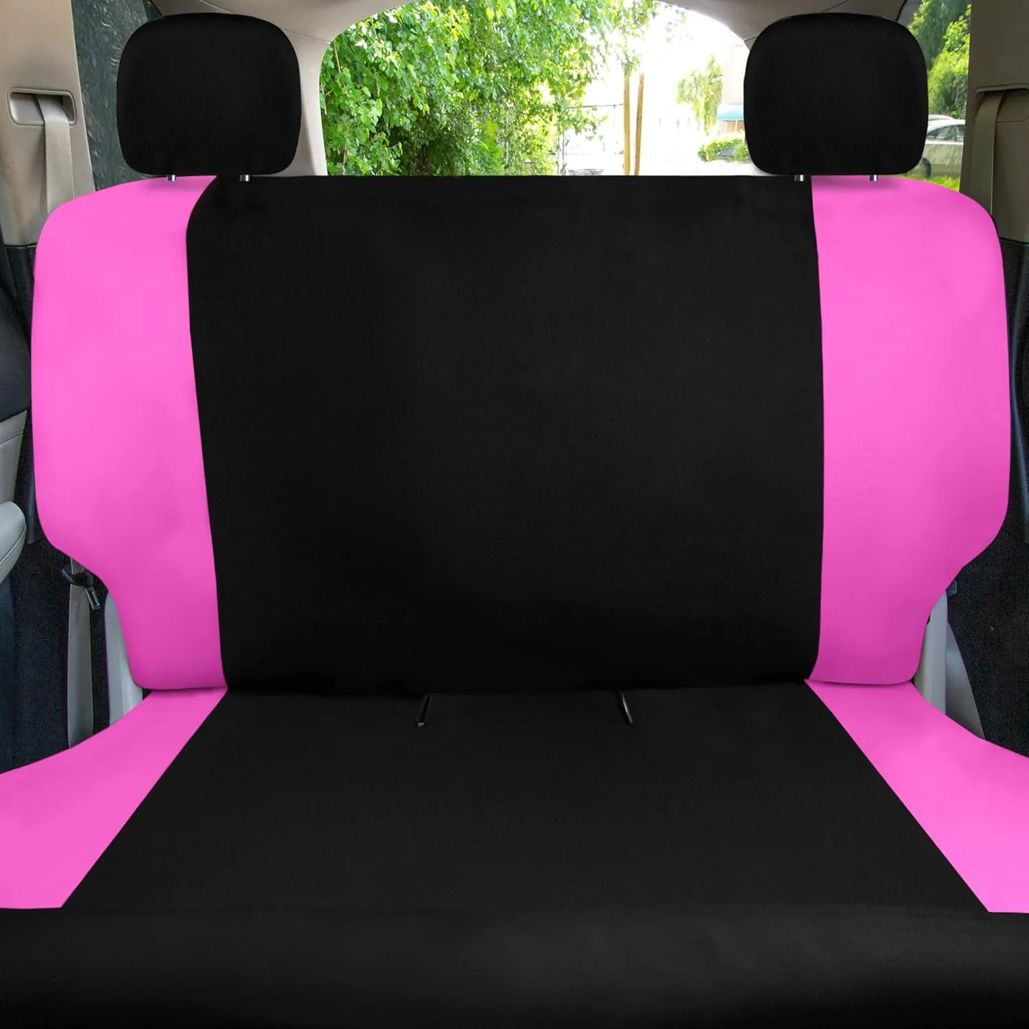 TLH Universal Fit Automotive Seat Covers Pink Cloth Car Seat Covers Full Set, Car Seat Protector Interior Accessories Classic Flat Cloth Car Seat Covers fit for Most Cars, Trucks, SUVs or Vans