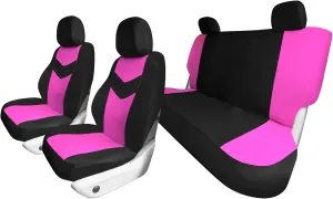 TLH Universal Fit Automotive Seat Covers Pink Cloth Car Seat Covers Full Set, Car Seat Protector Interior Accessories Classic Flat Cloth Car Seat Covers fit for Most Cars, Trucks, SUVs or Vans