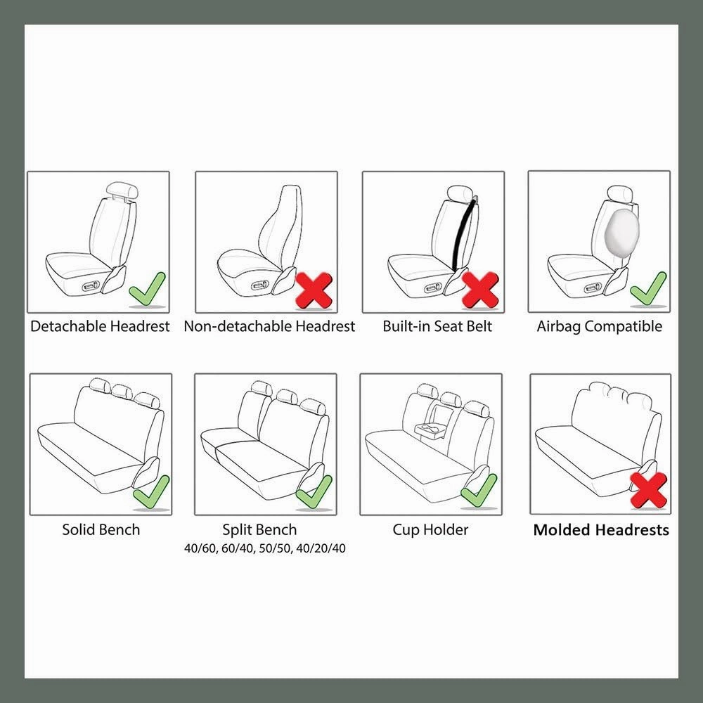 TLH Automotive Car Seat Covers PU Leather Rome Seat Covers Full Set Orange Seat Covers Airbag Compatible Split Rear Car Seat Cover Universal Fit Interior Accessories for Cars, Auto, Trucks, SUV