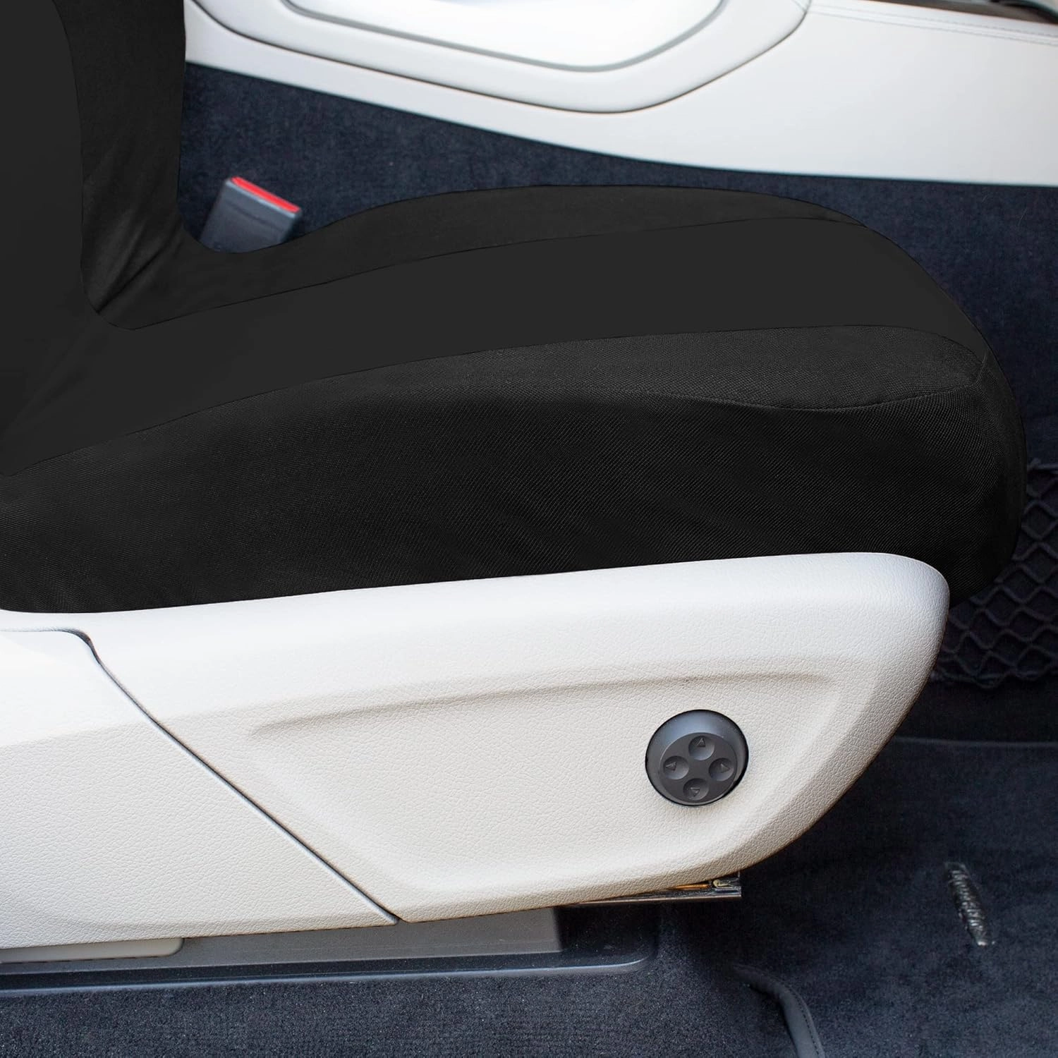 TLH Universal Fit Automotive Seat Covers Black Cloth Car Seat Covers Full Set, Car Seat Protector Interior Accessories Classic Flat Cloth Car Seat Covers fit for Most Cars, Trucks, SUVs or Vans