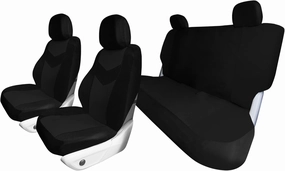 TLH Universal Fit Automotive Seat Covers Black Cloth Car Seat Covers Full Set, Car Seat Protector Interior Accessories Classic Flat Cloth Car Seat Covers fit for Most Cars, Trucks, SUVs or Vans